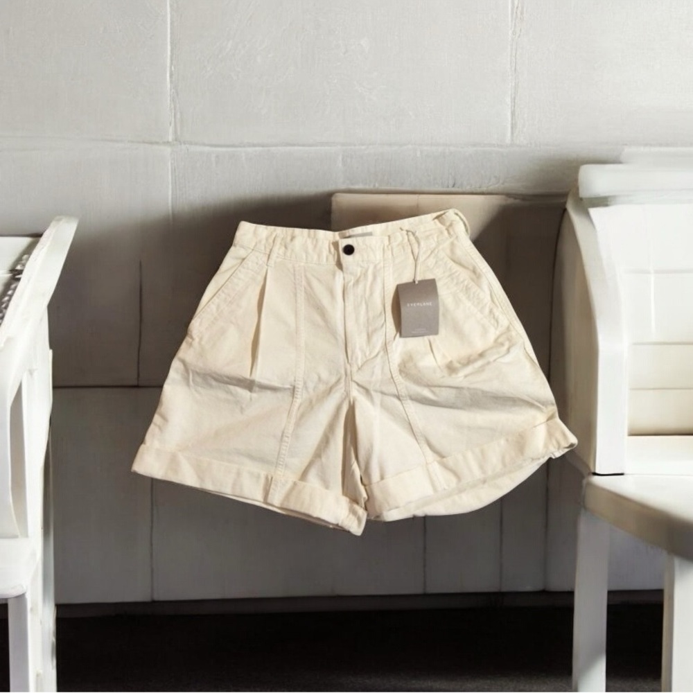 Everlane The Tourist Short, High Waist, Pleated, Rolled Cuffs~Canvas ~Size 6 - Picture 6 of 12